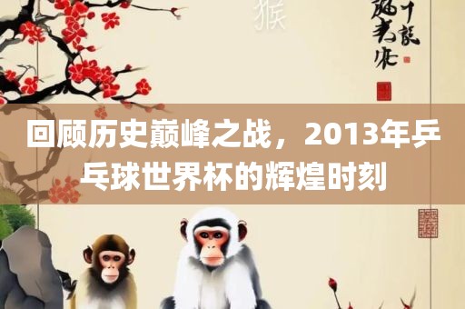 回顾历史巅峰之战，2013年乒乓球世界杯的辉煌时刻