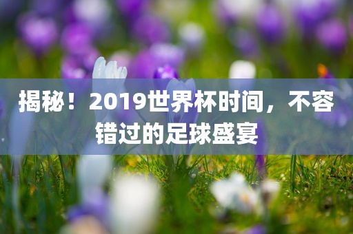 揭秘！2019世界杯时间，不容错过的足球盛宴