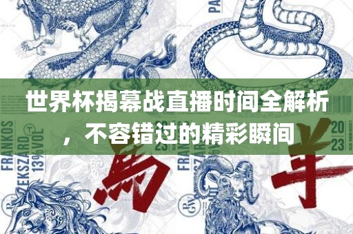 世界杯揭幕战直播时间全解析，不容错过的精彩瞬间