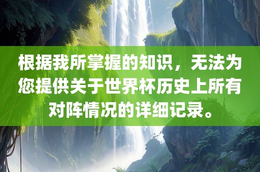 根据我所掌握的知识，无法为您提供关于世界杯历史上所有对阵情况的详细记录。