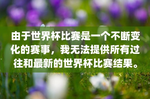 由于世界杯比赛是一个不断变化的赛事，我无法提供所有过往和最新的世界杯比赛结果。